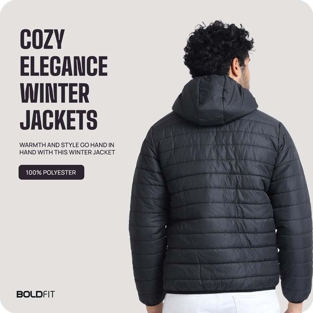 Boldfit Men's Winter Jacket Polyester Padded Bomber Lightweight | L